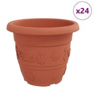 vidaXL Pot de fleurs rond, lot de 24, rouge brique, Ø 34 x 28 cm, plastique