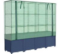 vidaXL Potager surélevé avec couverture de serre aspect rotin 160x40x153 cm