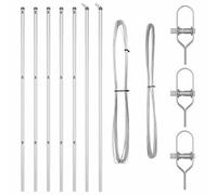 vidaXL Poteau de clôture. 7 pcs Argenté Acier, Décor de Jardin et terrasse, Poteau cylindrique, Solide Support de clôture pour l'extérieur, barrière Maison