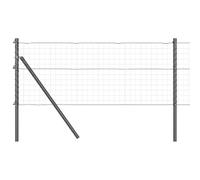 vidaXL Poteau de clôture enchâssé 7 pc Gris Acier enduit de poudre