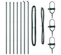 vidaXL Poteau de clôture. 7 pcs Vert Acier, Décor de jardin et terrasse, poteau cylindrique, solide support de clôture pour l'extérieur, barrière maison