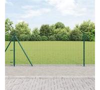 vidaXL Poteaux de clôture avec plaques de base 7 pcs Ø32mm 90cm en acier galvanisé 42004286 Vert