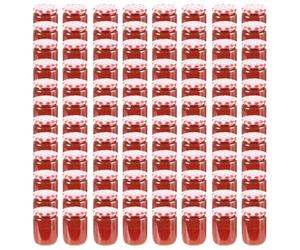 Vidaxl Pots À Confiture Couvercle Blanc Et Rouge 96 Pcs Verre 230 Ml