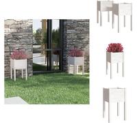vidaXL Pots à plantes 2 pcs. Blanc 40x40x70 cm Pin massif - Pots de fleurs & Jardinières