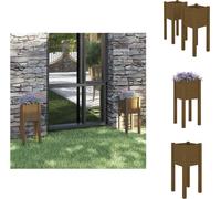 vidaXL Pots à plantes 2 pcs. Marron miel 31x31x70 cm Pin massif - Pots de fleurs & Jardinières