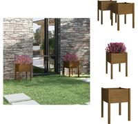vidaXL Pots à plantes 2 pcs. Marron miel 50x50x70 cm Pin massif - Pots de fleurs & Jardinières