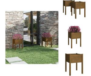 vidaXL Pots à plantes 2 pcs. Marron miel 50x50x70 cm Pin massif - Pots de fleurs & Jardinières
