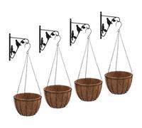 vidaXL Pots de fleurs avec supports et inserts 4 pcs. noir acier
