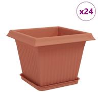 vidaXL Pots de fleurs, lot de 24, rouge brique, 28,5 x 28,5 x 22 cm, plastique