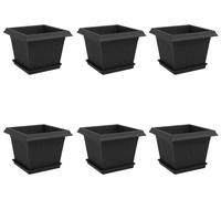 vidaXL Pots de fleurs, lot de 6, noir, 23 x 23 x 17,5 cm, plastique