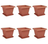 vidaXL Pots de fleurs, lot de 6, rouge brique, 38 x 38 x 30 cm, plastique