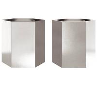 vidaXL Pots de jardin 2 pcs hexagonaux 46x40x45 cm acier inoxydable