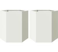 vidaXL Pots de jardin 2 pièces blanc hexagonal 46x40x45 acier