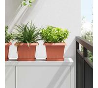 vidaXL Pots de fleurs, lot de 24, rouge brique, 23 x 23 x 17,5 cm, en plastique