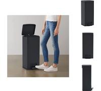 vidaXL Poubelle à pédale anti-traces de doigts 30 L noir inox - Poubelles & poubelles