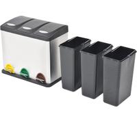 vidaXL Poubelle à pédale recy en acier inoxydable 24 L