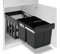 vidaXL Poubelle amovible Soft-Close, fermeture en douceur, deux bacs séparés, 36 L