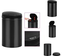 vidaXL Poubelle automatique à capteur 30 L acier carbone noir - Poubelles & poubelles
