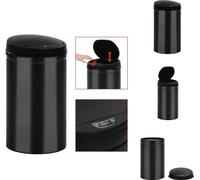 vidaXL Poubelle automatique à capteur 40 L acier carbone noir - Poubelles & poubelles