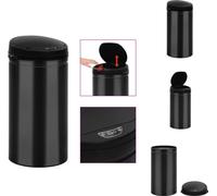 vidaXL Poubelle automatique à capteur 50 L acier carbone noir - Poubelles & poubelles