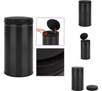 vidaXL Poubelle automatique à capteur 60 L acier carbone noir - Poubelles & poubelles