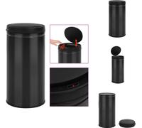 vidaXL Poubelle automatique à capteur 70 L acier carbone noir - Poubelles & poubelles