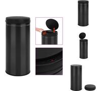 vidaXL Poubelle automatique à capteur 80 L acier carbone noir - Poubelles & poubelles