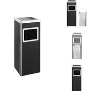 vidaXL Poubelle avec cendrier Hotel 36 L acier noir - Poubelles & poubelles