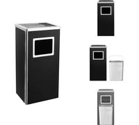 vidaXL Poubelle avec cendrier Hotel 45 L acier noir - Poubelles & poubelles