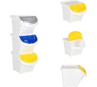 vidaXL Poubelle avec couvercles 3 pcs Empilable Blanc PP 78 L - Poubelles & Conteneurs à déchets