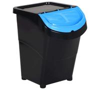 vidaXL Poubelle avec couvercles 3 pcs Empilable noir PP 120 L