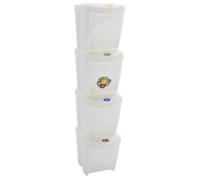 vidaXL Poubelles empilables 4 pcs. Blanc 100 L Polypropylène
