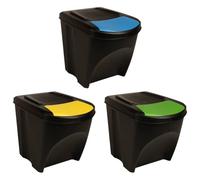 vidaXL Poubelles empilables 3 pcs Anthracite 75 L