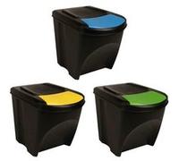 vidaXL Poubelles empilables 3 pièces – 75 L – Anthracite