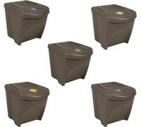 vidaXL Poubelles empilables 3 pcs. Gris 75 L Polypropylène