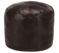 vidaXL Pouf 40 x 35 cm Marron foncé Cuir véritable de chèvre