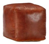 VidaXL Pouf Brun Roux Cuir