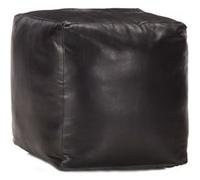 VidaXL Pouf Noir Cuir Véritable