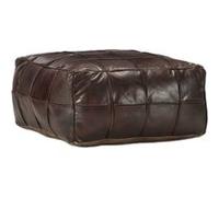 vidaXL Pouf 60x60x30 cm cuir de chèvre véritable donkermarron248133 Brun G