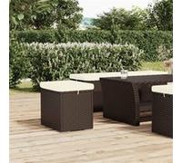vidaXL Pouf avec coussin marron 40x30x40 cm résine tressée, repose-pieds, tabouret pouf, repose-pieds extérieur, repose-pieds pouf, petit repose-pieds Marron G