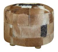 vidaXL Pouf Cuir véritable Rond 50 x 50 x 45 cm