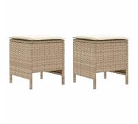 vidaXL Tabourets de jardin, lot de 2, beige et crème, 38 x 38 x 45 cm