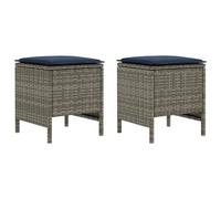 Vidaxl Pouf De Jardin 2 Pièce Gris Et Bleu Marine 38 X 38 X 45 Cm