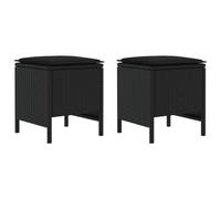 Vidaxl Pouf De Jardin 2 Pièce Noir 38 X 38 X 45 Cm Rotin Pe