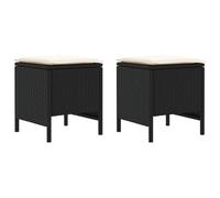 vidaXL Pouf de Jardin 2 Pièce Noir et Crème 38 x 38 x 45 cm Rotin PE, Tabouret moderne en rotin, repose-pieds compact, meuble jardin, accessoire de patio, déco intérieure, assise polyvalente