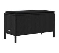 vidaXL Pouf de Jardin avec oreiller Noir 80 x 38 x 45 cm Rotin PE, Pouf de jardin moderne, siège d'extérieur polyvalent, ottoman en rotin, déco intérieure, solution mobilier minimaliste