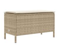 vidaXL Pouf de Jardin Beige et crème 80 x 38 x 42 cm Rotin PE, Pouf de jardin moderne, siège d'extérieur polyvalent, ottoman en rotin, déco intérieure, solution mobilier minimaliste