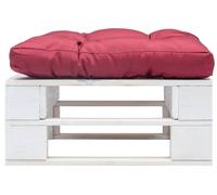 vidaXL Pouf de jardin en palettes avec coussin, rouge et blanc