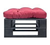 vidaXL Pouf de jardin en palettes avec coussin, rouge et noir