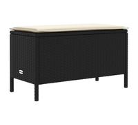 vidaXL Pouf de Jardin Noir et Crème 80 x 38 x 45 cm Rotin PE, Pouf de jardin moderne, siège d'extérieur polyvalent, ottoman en rotin, déco intérieure, solution mobilier minimaliste